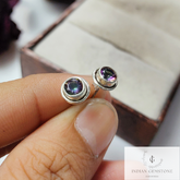 Dainty Round Mystic Topaz Stud Earring, Handmade Earring, 925 sterling silver jewelry, Topaz Gemstone Bridal Earring, Gift For Wife, Gift